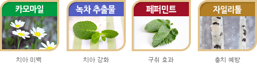 홍삼, 감초, 구운소금, 페퍼민트, 자일리톨